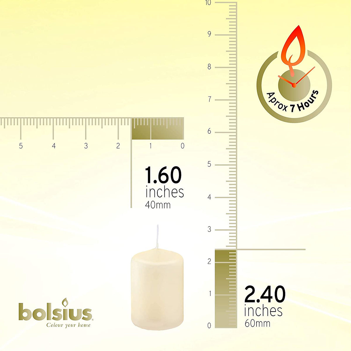 Bolsius Ivory Church Pillar Candles (Pack of 4) 60mm X 40mm