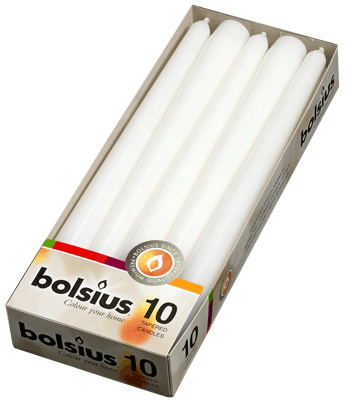 Bolsius White Tapered Dinner Candles (Pack of 10)