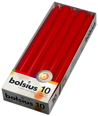 Bolsius Red Tapered Dinner Candles (Pack of 10)
