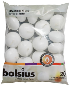Bolsius White Floating Candles (Bag of 20 Candles)