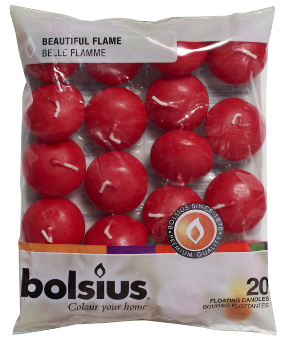 Bolsius Wine Red Floating Candles (Bag of 20 Candles)