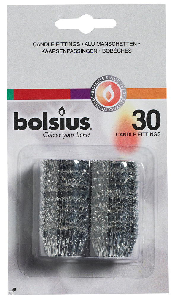 Bolsius Silver Candle Fitting Grips for Candelabras (Pack of 30)