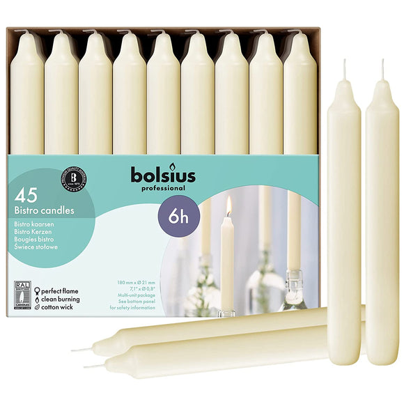 Bolsius Bistro Ivory Candles - 180 X 21mm - (Pack of 45)