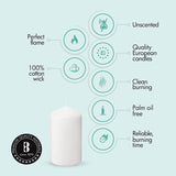 Bolsius White Pillar Candle (Pack of 6) - 150mm x 80mm