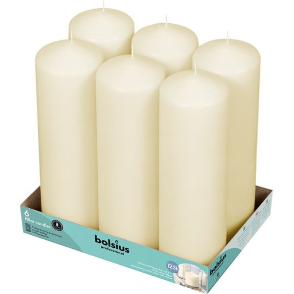 Bolsius Ivory Pillar Candle (Pack of 6) - 250mm x 78mm