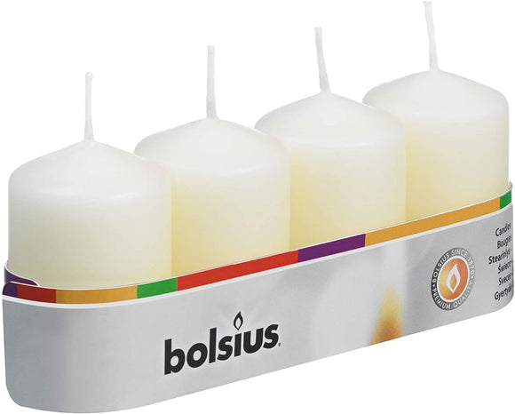 Bolsius Ivory Church Pillar Candles (Pack of 4) - 60mm X 40mm