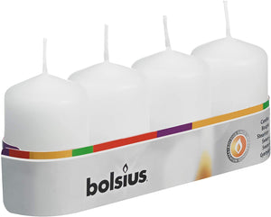 Bolsius White Church Pillar Candles (Pack of 4) - 60mm x 40mm
