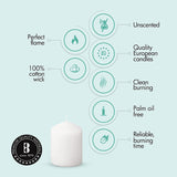 Bolsius White Pillar Candle (Pack of 12) - 80mm x 60mm