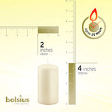 Bolsius Ivory Regular Church Pillar Candle (Pack of 4) - 100mm x 50mm