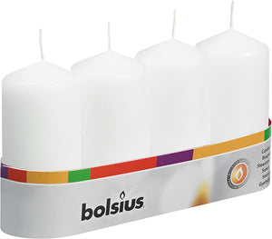 Bolsius White Regular Church Pillar Candles (Pack of 4) - 100mm x 50mm