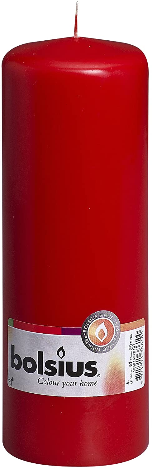 Bolsius Red Pillar Church Candle - 200mm x 70mm