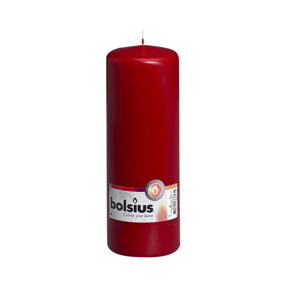 Bolsius Wine Red Pillar Church Candle - 200mm x 70mm