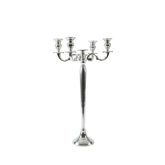 Shiny Aluminium Candelabra 4 Arm with Flat Top for Flowers  - 80cm Tall