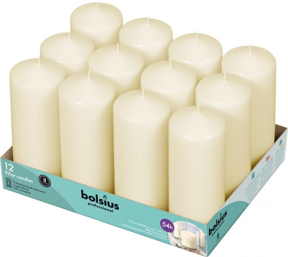 Bolsius Ivory Pillar Candle (Pack of 12) - 170mm x 60mm