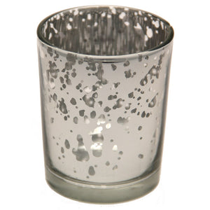 SILVER SPECKLE VOTIVE CANDLE HOLDER 6.5CM
