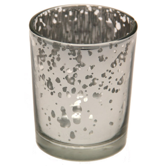 SILVER SPECKLE VOTIVE CANDLE HOLDER 6.5CM