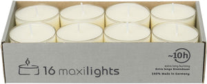 Wenzel Clear Cup 10 Hour Maxi Tealights (Pack of 16)