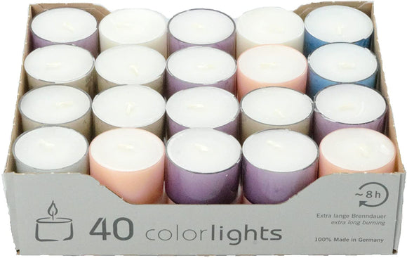 Assorted Pastel Cup 8 Hour Tea Lights (Pack of 40)